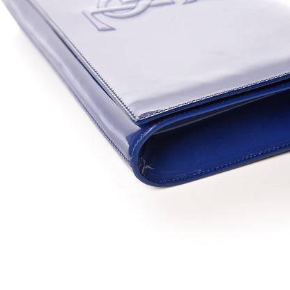 Saint Laurent Patent Calfskin Monogram Large Belle De Jour Clutch Royal Blue 6 of 10