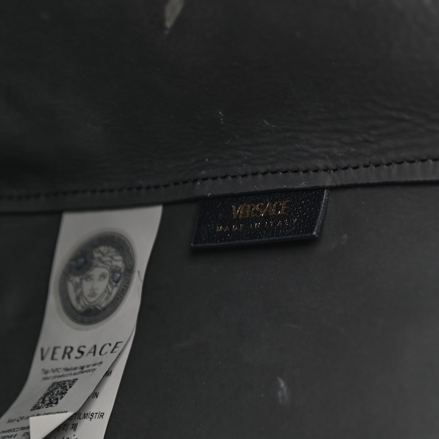 Versace Calfskin Virtus Tote Black 7 of 13