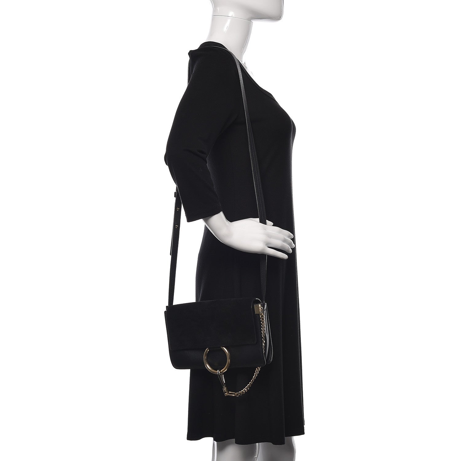 Chloe Suede Calfskin Small Faye Shoulder Bag Black 2 of 15