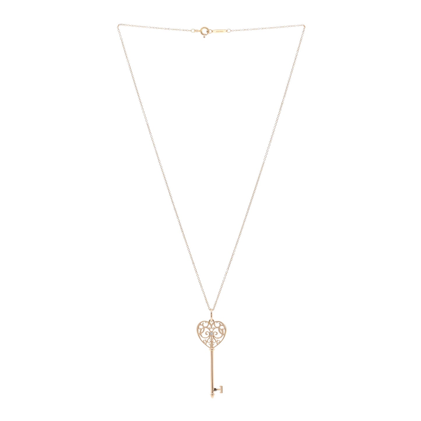 18K Rose Gold Diamond Enchant Heart Key Pendant Necklace