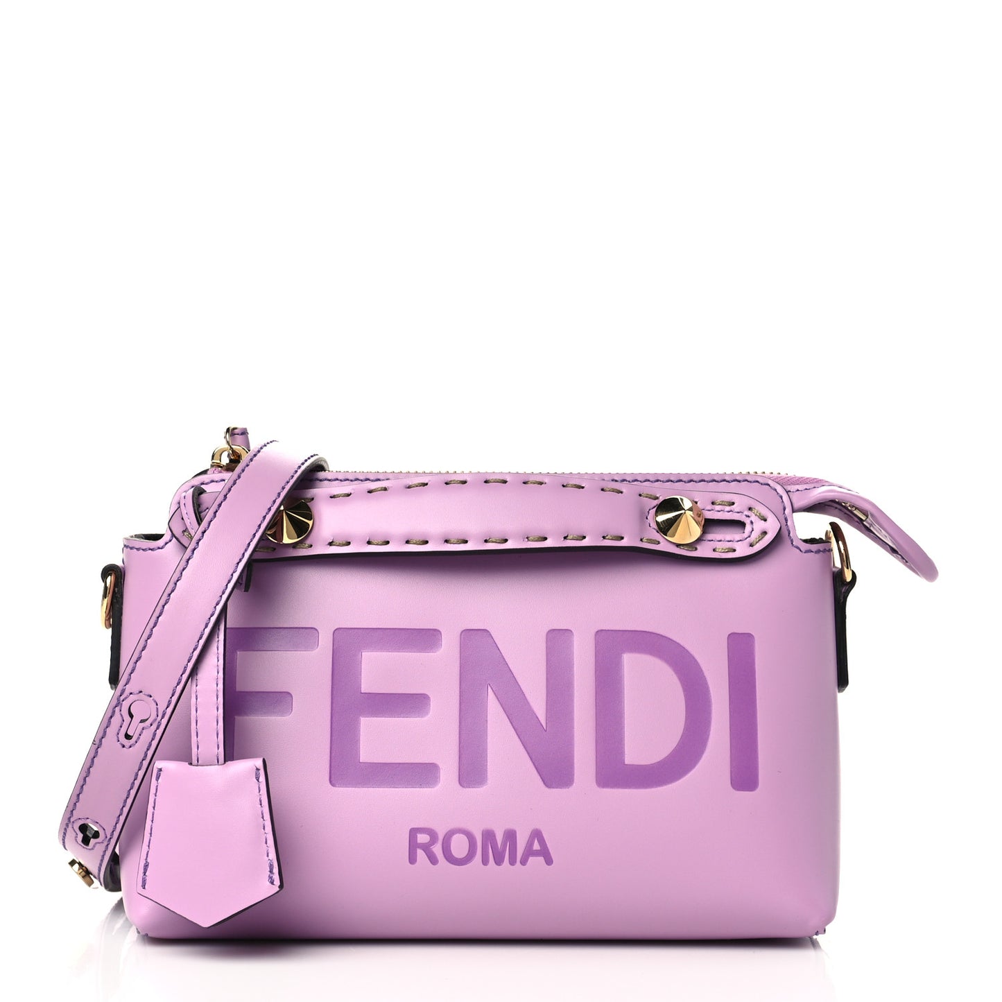 Vitello King Logo Embossed Mini By The Way Boston Bag Violetta