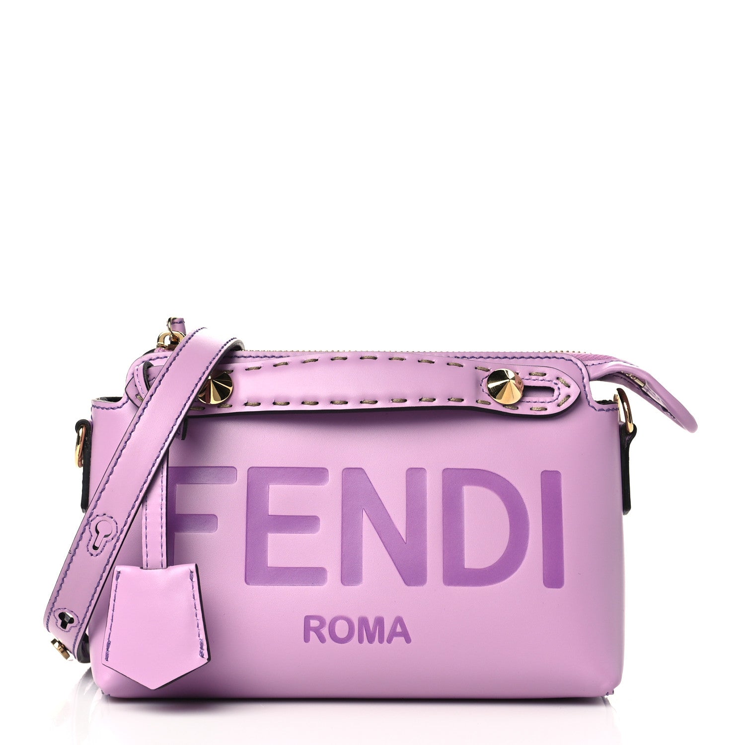 Fendi Vitello King Logo Embossed Mini By The Way Boston Bag Violetta 1 of 11
