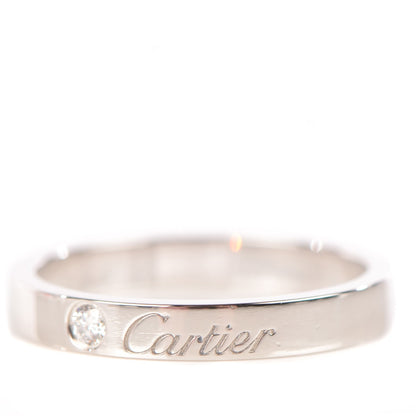 Cartier Platinum Diamond 3mm C De Wedding Band Ring 54 6.75 1 of 5
