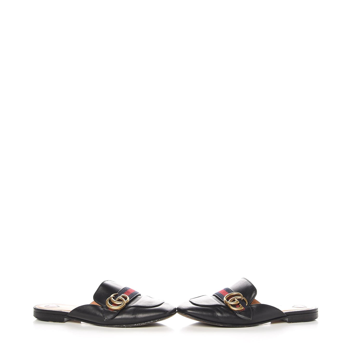 Calfskin Web Womens Peyton GG Slippers 35 Black