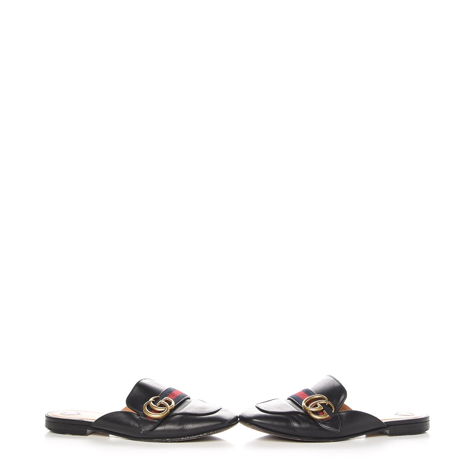 Gucci Calfskin Web Womens Peyton GG Slippers 35 Black 5 of 11