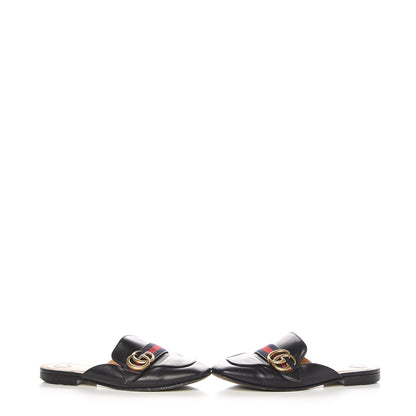 Gucci Calfskin Web Womens Peyton GG Slippers 35 Black 5 of 11