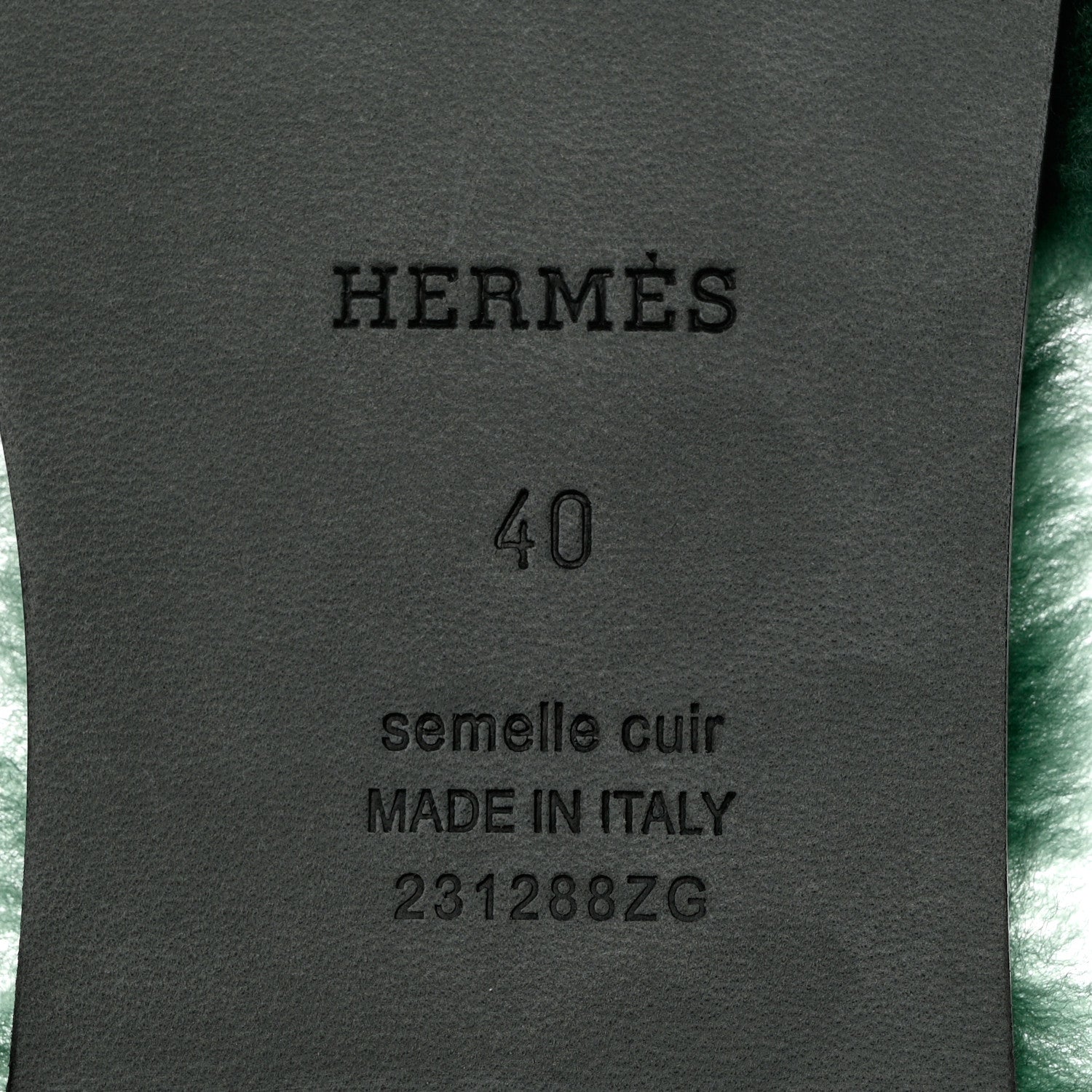Hermes Woolskin Oran Sandals 40 Vert Anglais 7 of 8