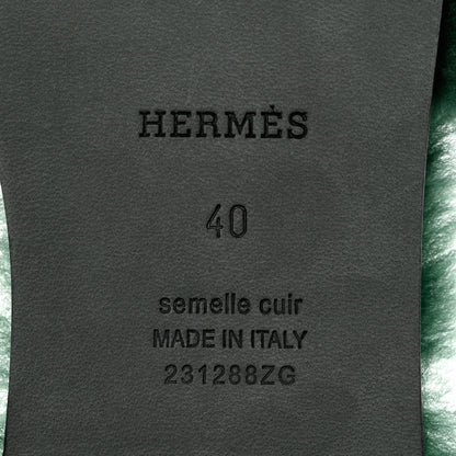Hermes Woolskin Oran Sandals 40 Vert Anglais 7 of 8