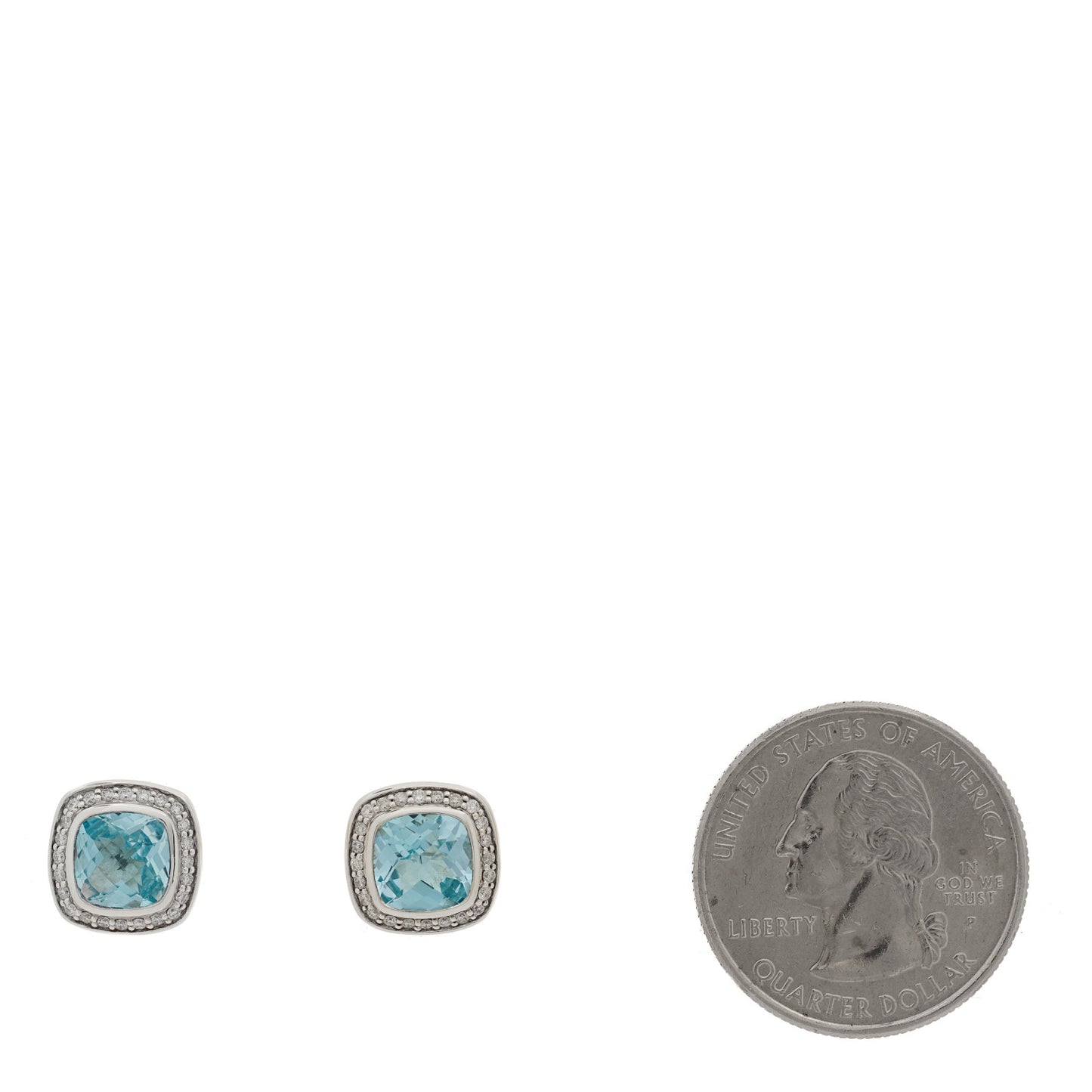 Sterling Silver Diamond Blue Topaz 7mm Petite Albion Earrings
