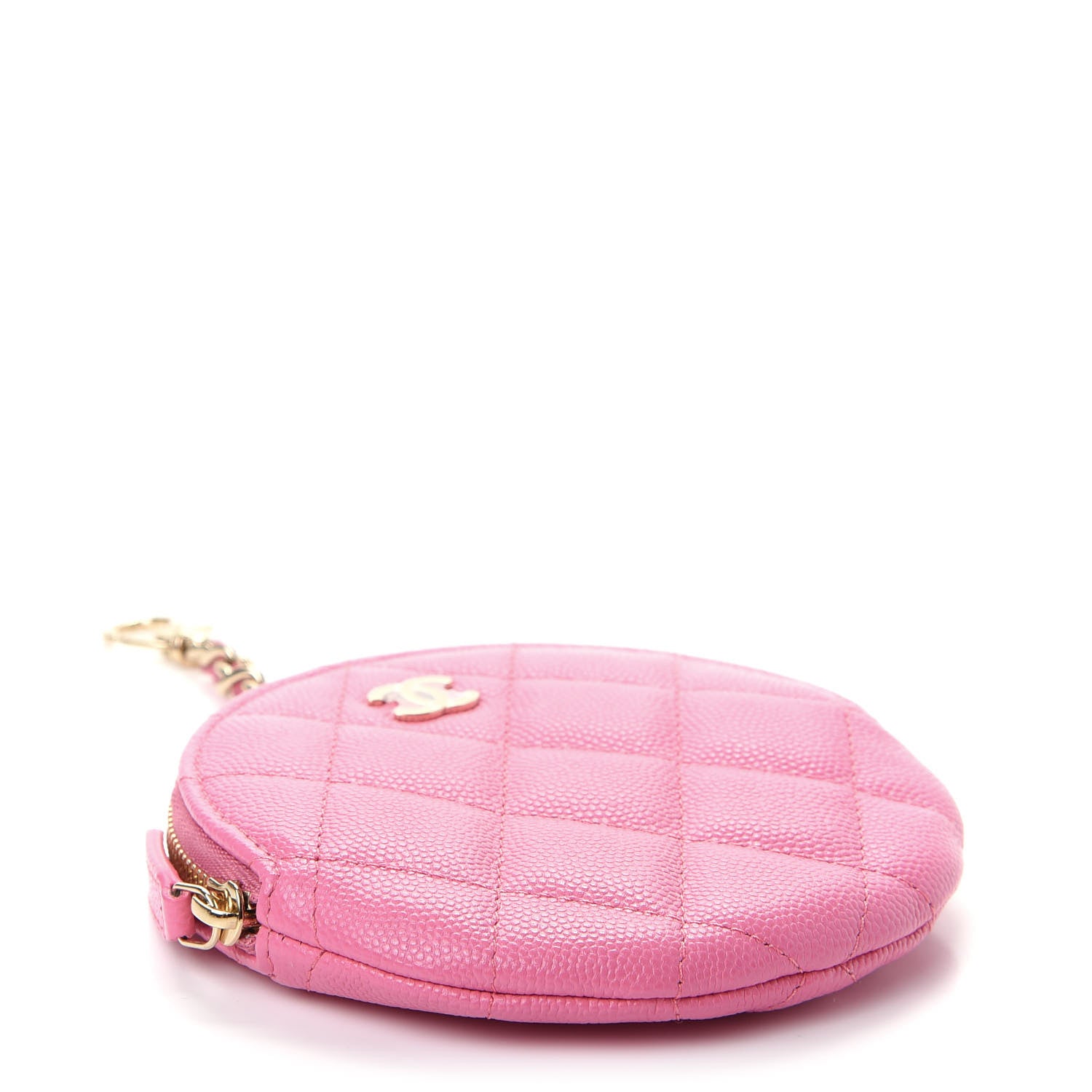 Chanel Caviar Quilted Round Clip On Coin Purse Pink 3 of 6