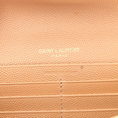 Saint Laurent Grain De Poudre Matelasse Chevron Monogram Flap Wallet Cork 6 of 9