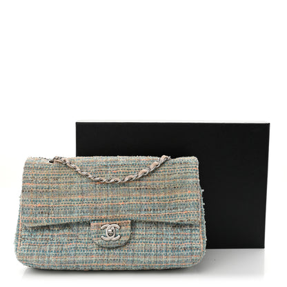 Chanel Tweed Quilted Medium Double Flap Blue Multicolor 14 of 14