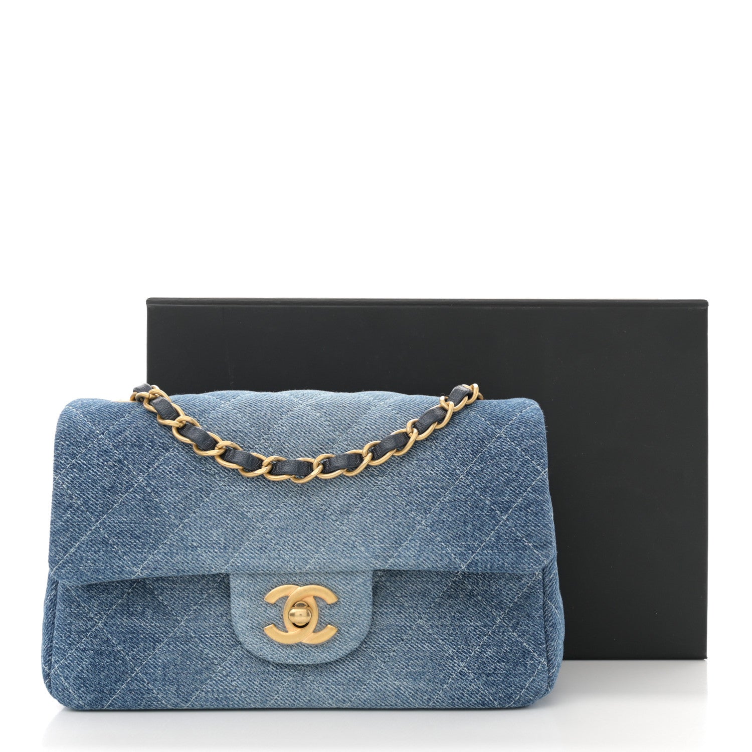 Chanel Washed Denim Quilted Mini Rectangular Flap Blue 12 of 12