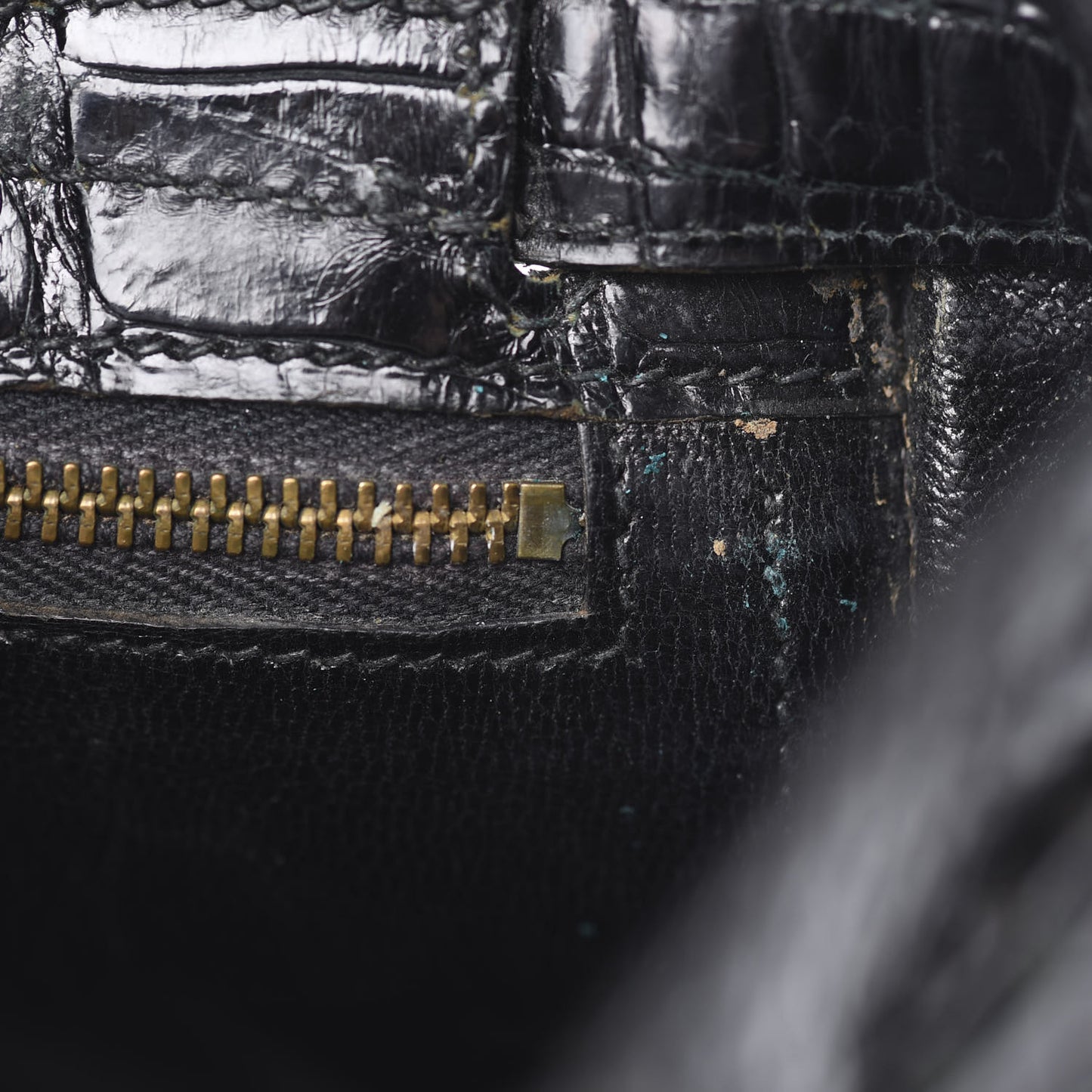 Shiny Porosus Crocodile Kelly Sellier 32 Black
