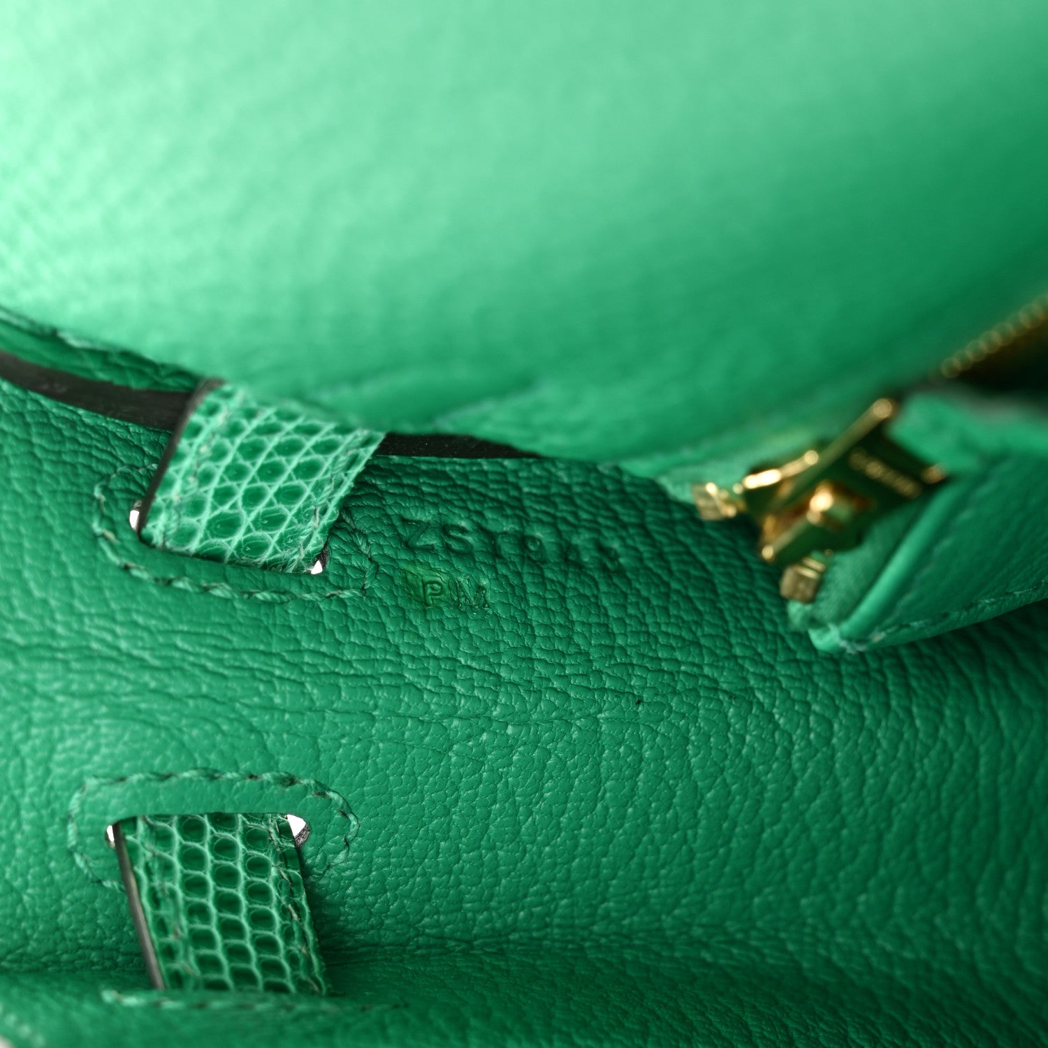 Hermes Togo Lizard Kelly Retourne Touch 25 Menthe 7 of 11