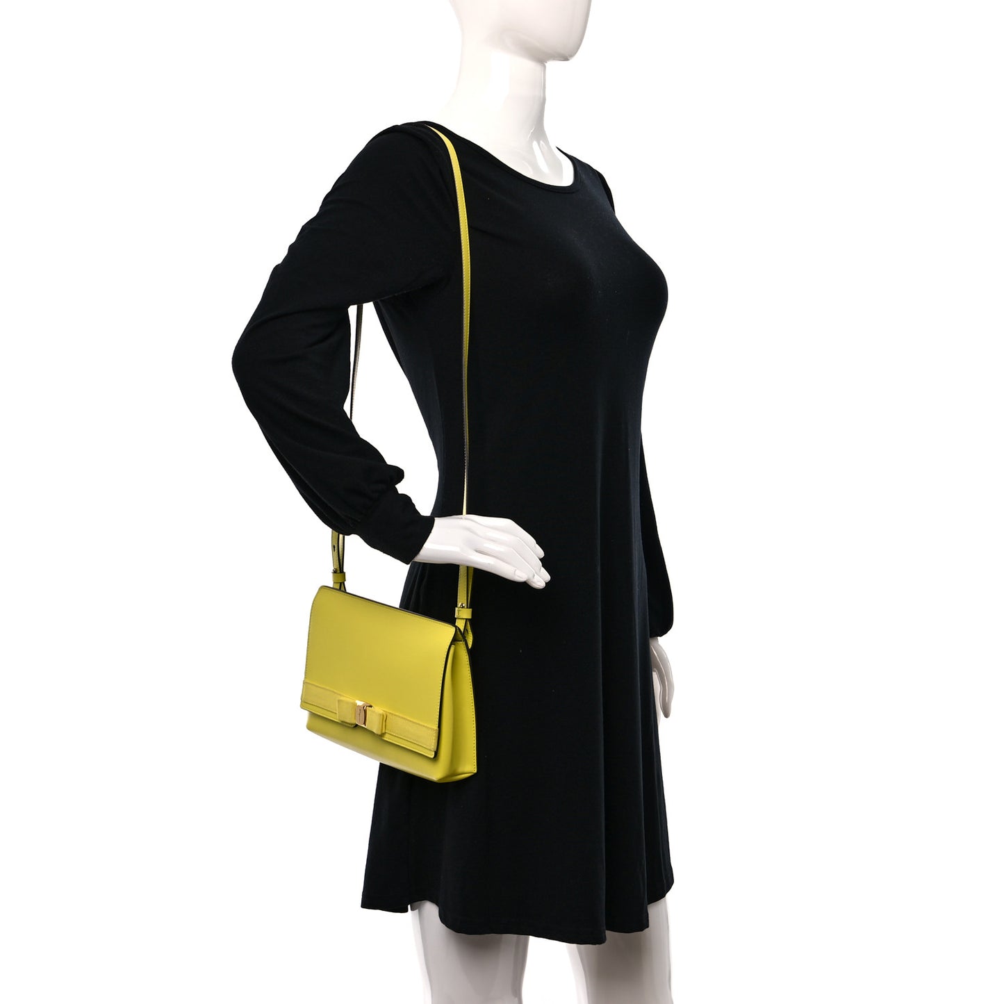 Calfskin Vara Bow Wallet On Strap Yellow