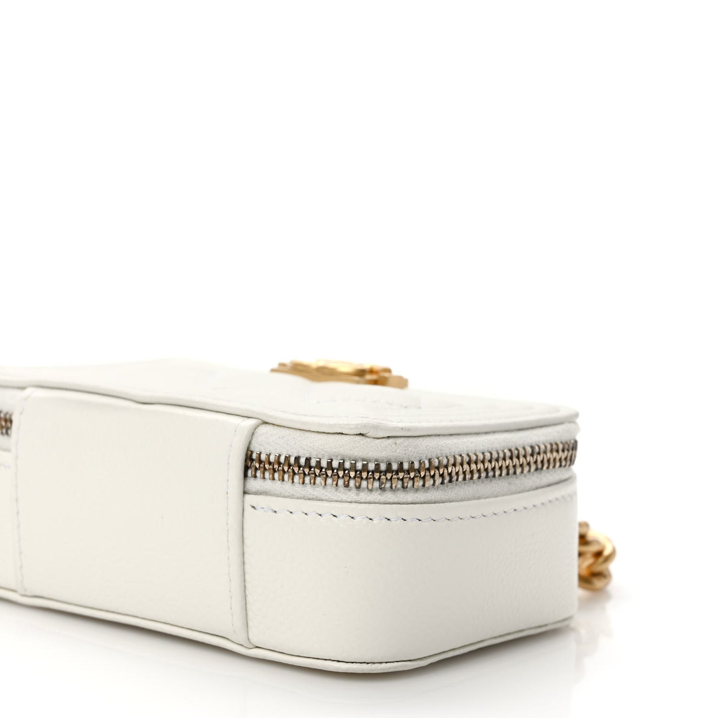 Caviar Quilted Mini Boy Clutch With Chain White