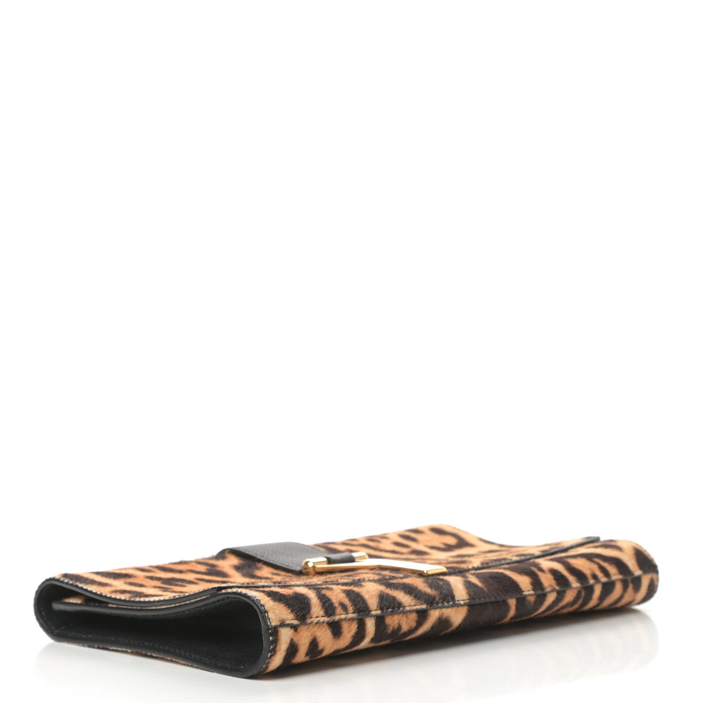 Pony Hair Leopard Print Y Ligne Clutch