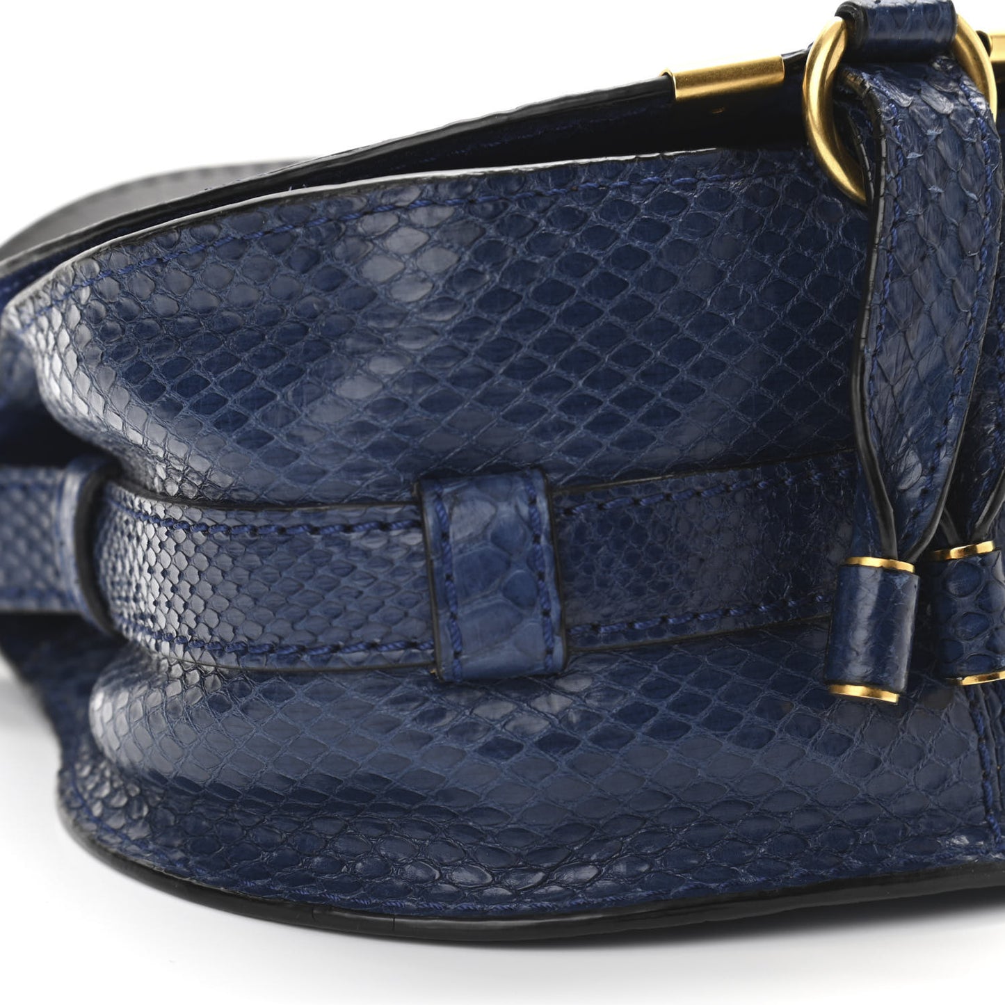 Python Mini Marcie Round Crossbody Bag Blue Velvet