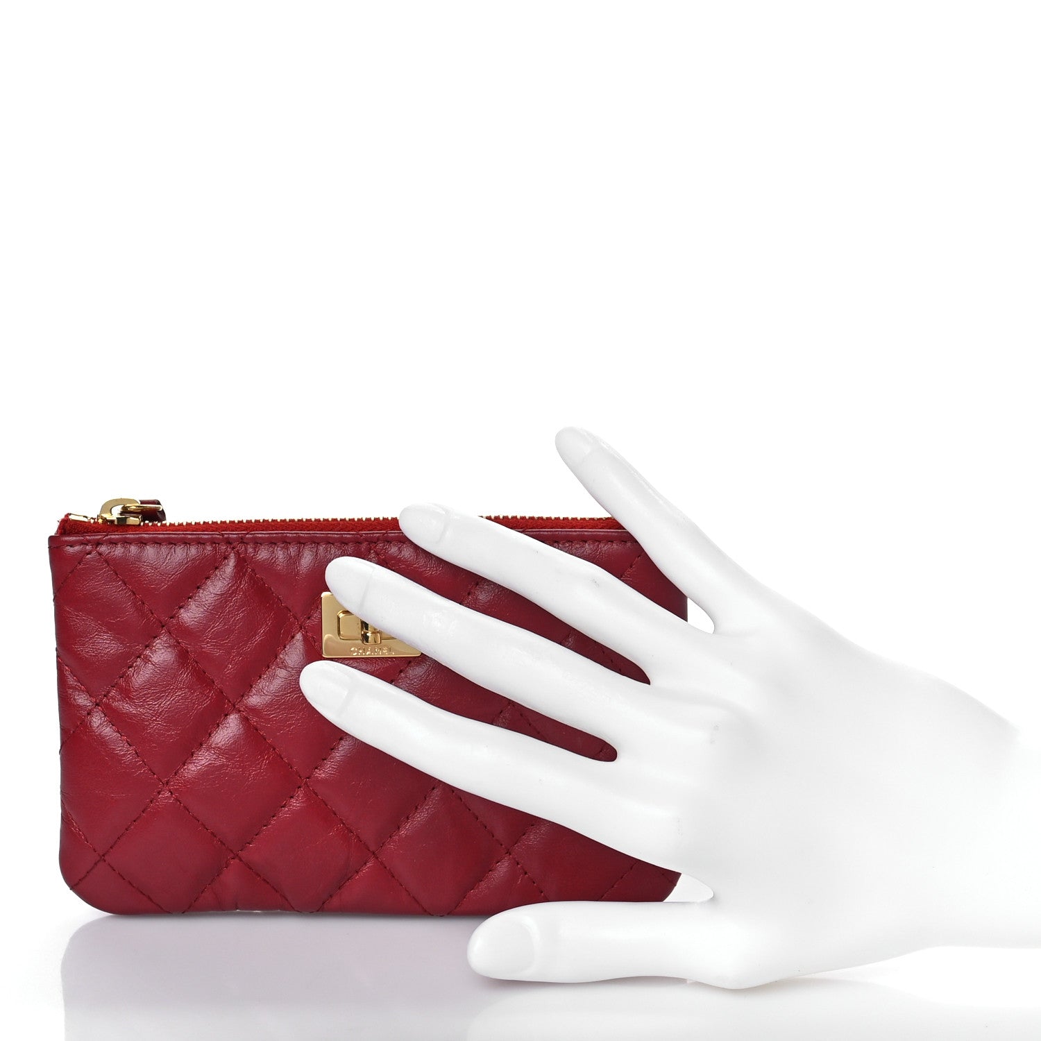 Chanel Aged Calfskin Quilted Small Reissue Cosmetic Case Red 2 of 10
