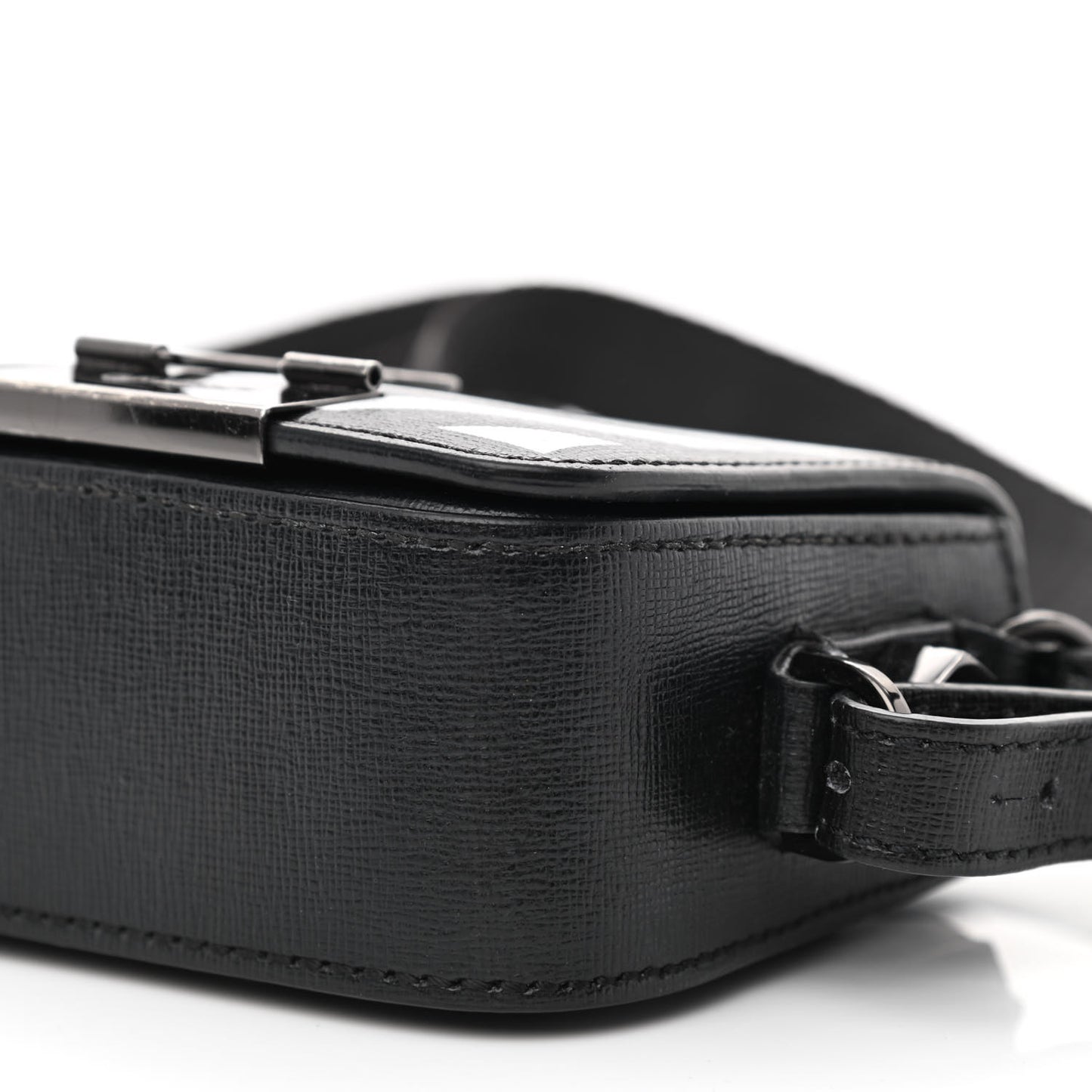 Calfskin Diag Belt Bag Black White