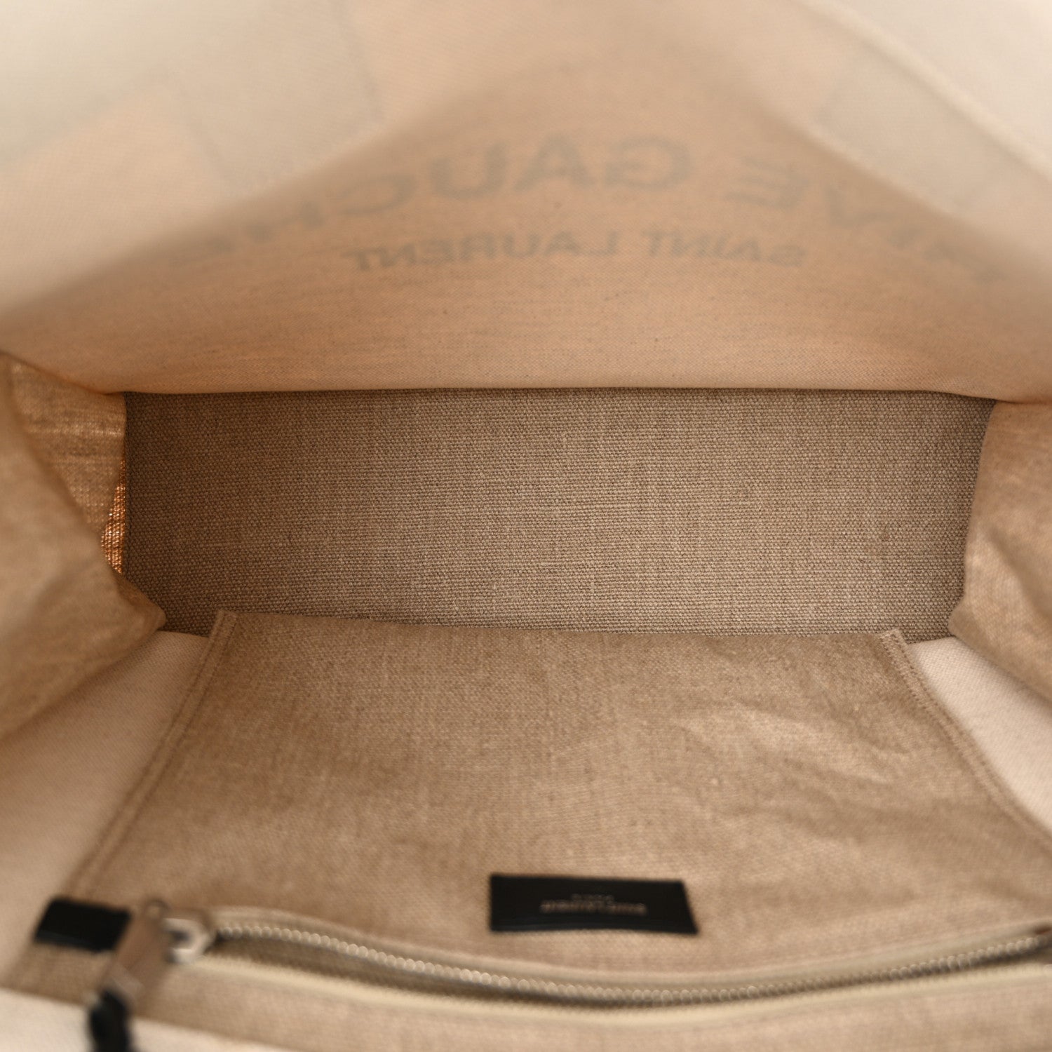 Saint Laurent Linen Calfskin Small Rive Gauche Tote Greggio Natural 5 of 11