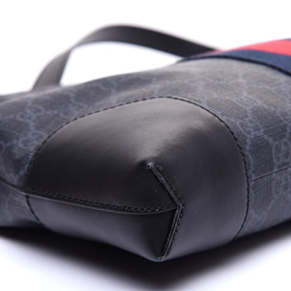Gucci Soft GG Supreme Monogram Appia Calfskin Web East West Messenger Bag Black Grey 6 of 11