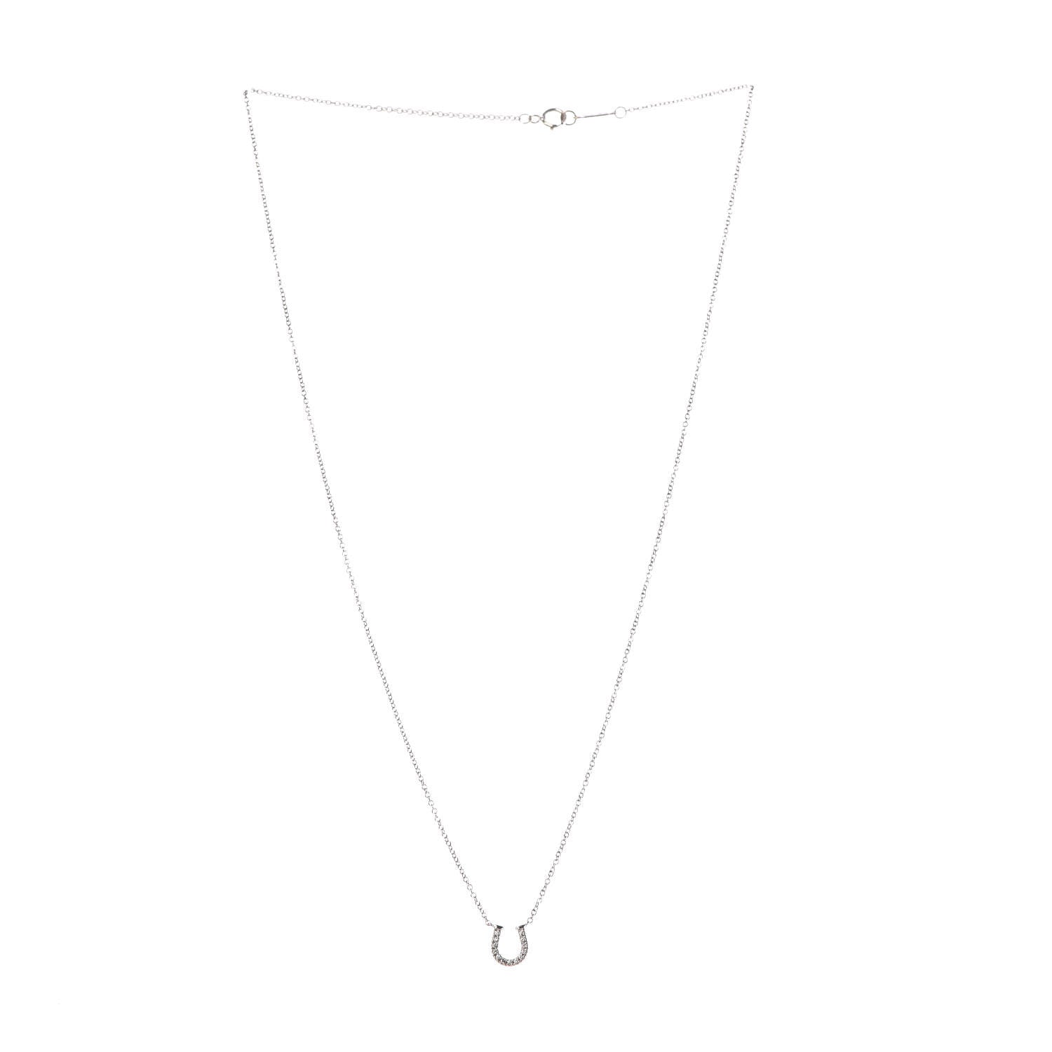 Tiffany 18K White Gold Diamond Mini Metro Horseshoe Pendant Necklace 3 of 6