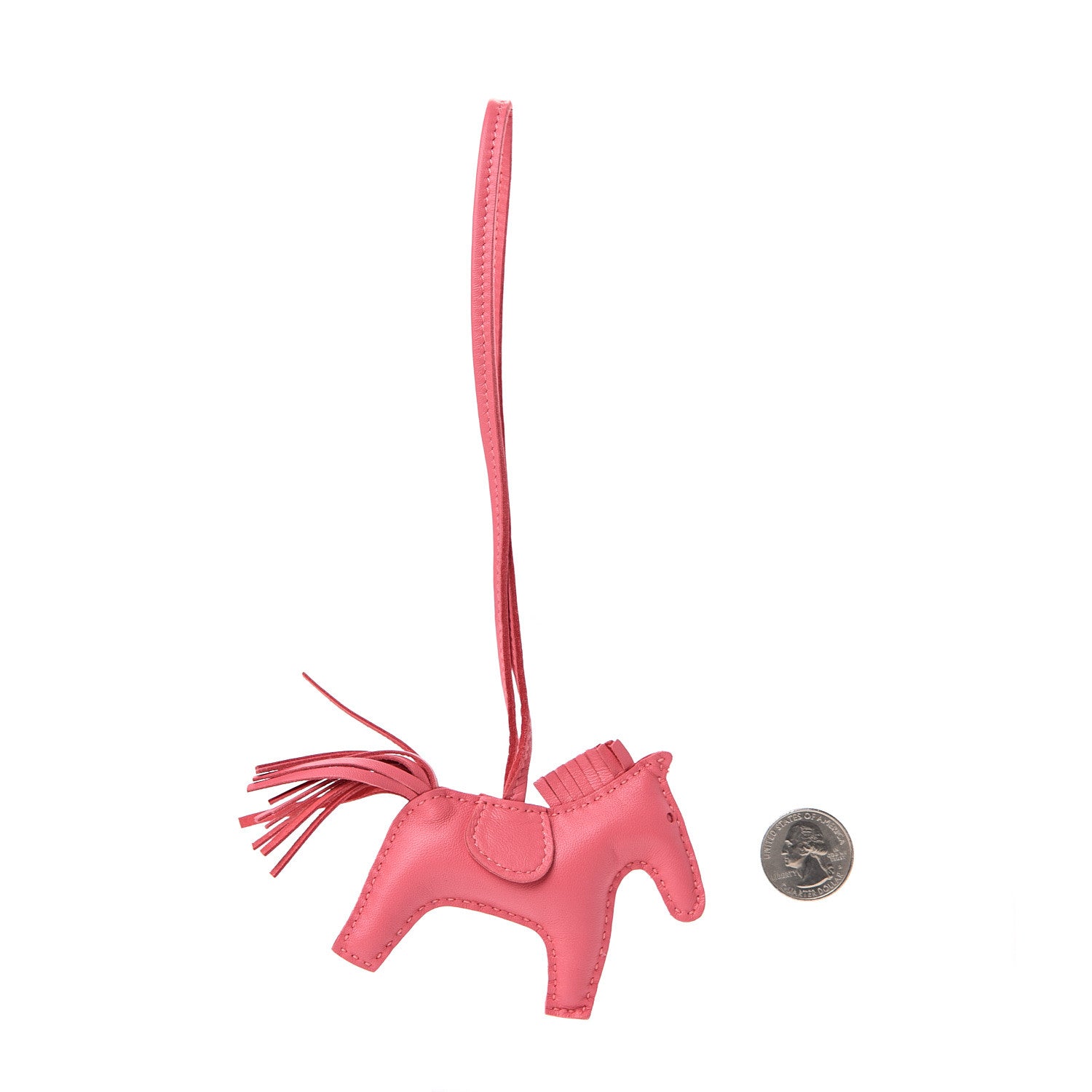 Hermes Milo Lambskin Grigri Rodeo Horse Bag Charm PM Rose Azalee 2 of 5