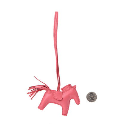 Hermes Milo Lambskin Grigri Rodeo Horse Bag Charm PM Rose Azalee 2 of 5