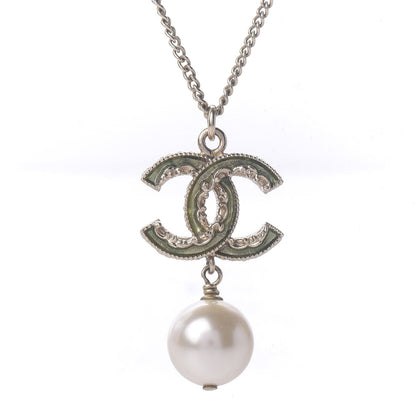 Chanel Crystal CC Pearl Drop Necklace Gold 4 of 6