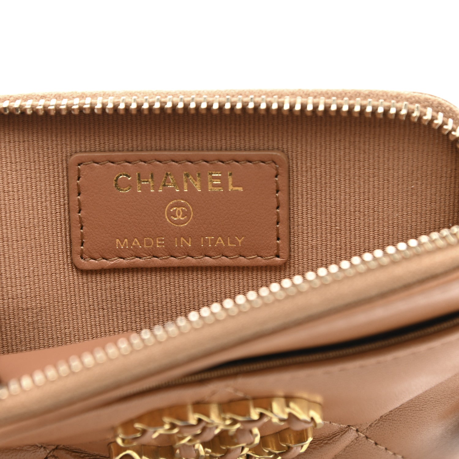 Chanel Lambskin Quilted Chanel 19 Zip Card Holder Wallet Brown 6 of 8