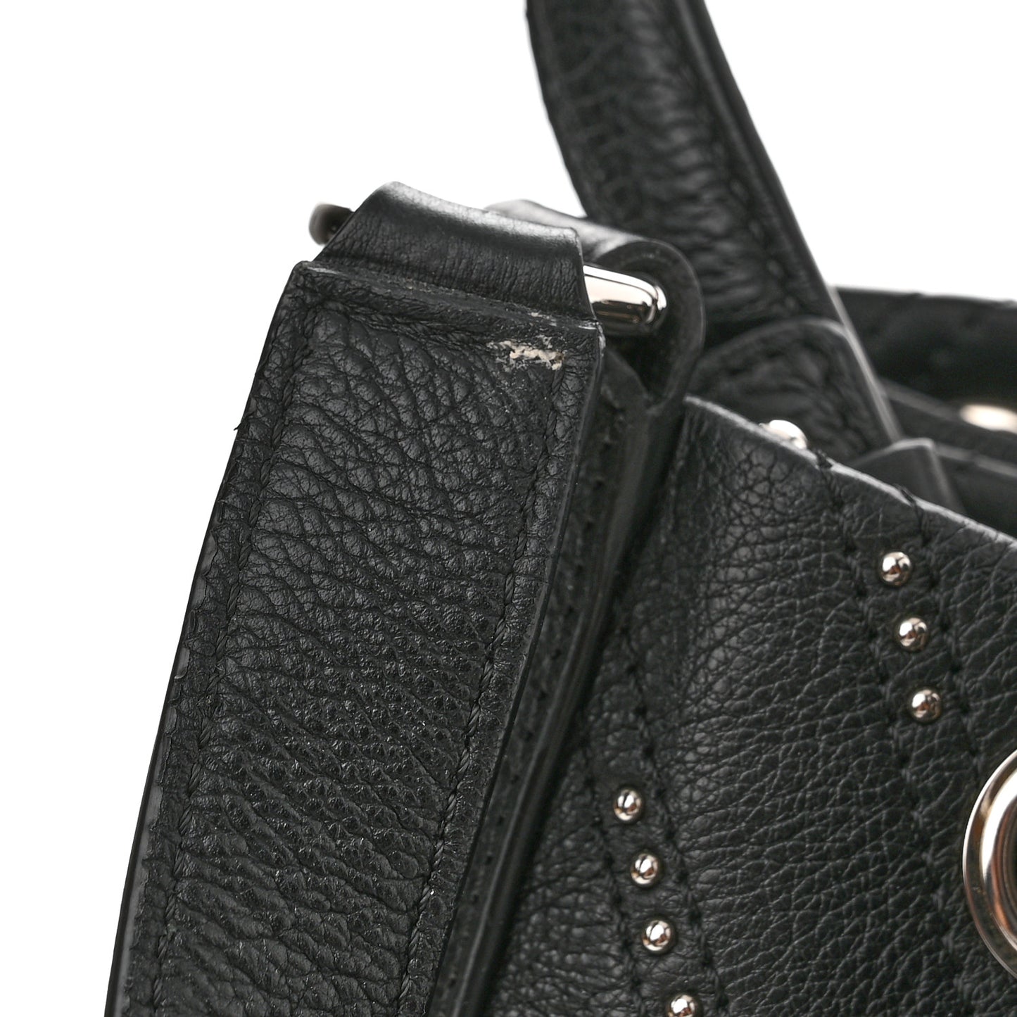 Calfskin Studded Chevron Quilted Stud Wars Drawstring Bag Black