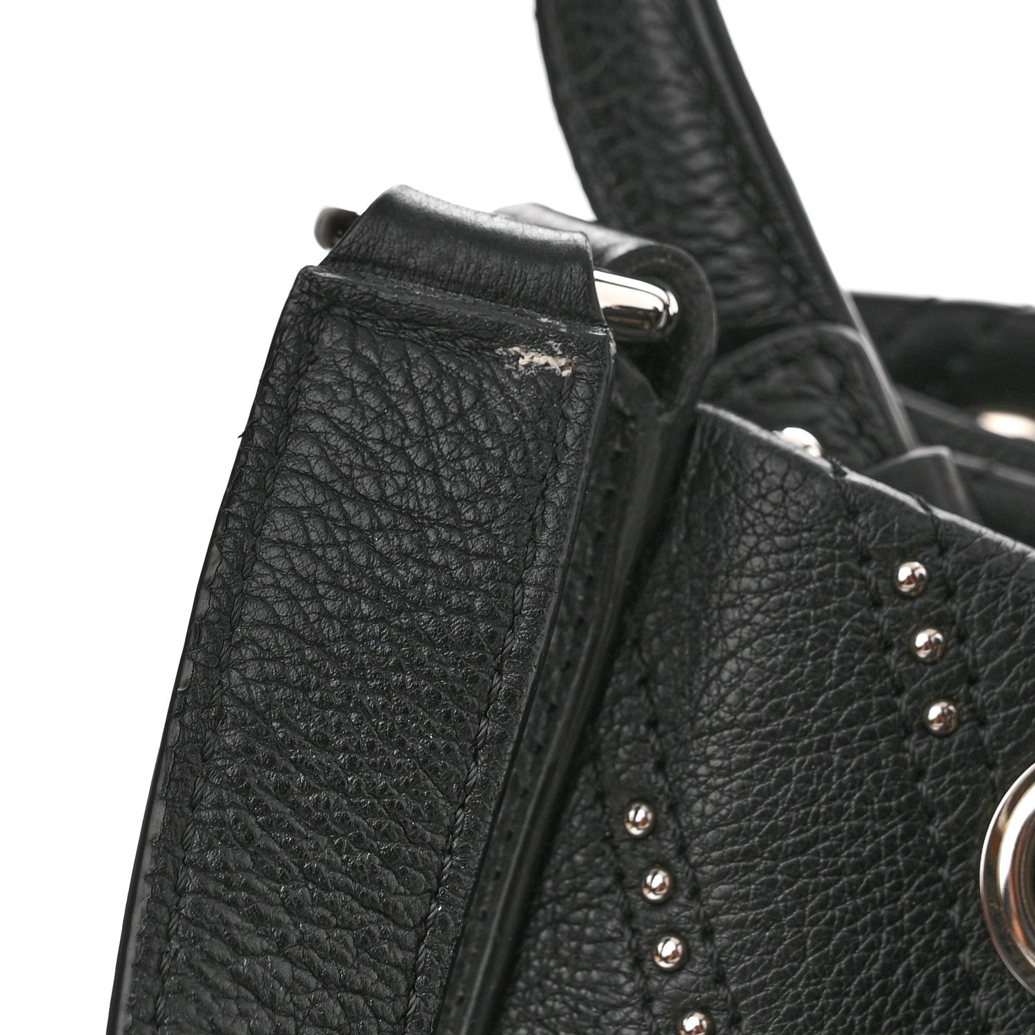 Chanel Calfskin Studded Chevron Quilted Stud Wars Drawstring Bag Black 11 of 11