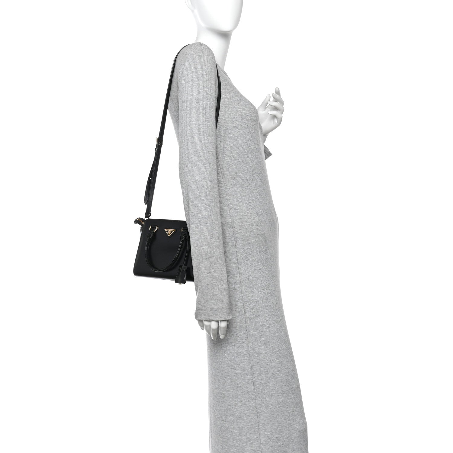 Prada Spazzolato Mini Zippered Tote Black 2 of 9