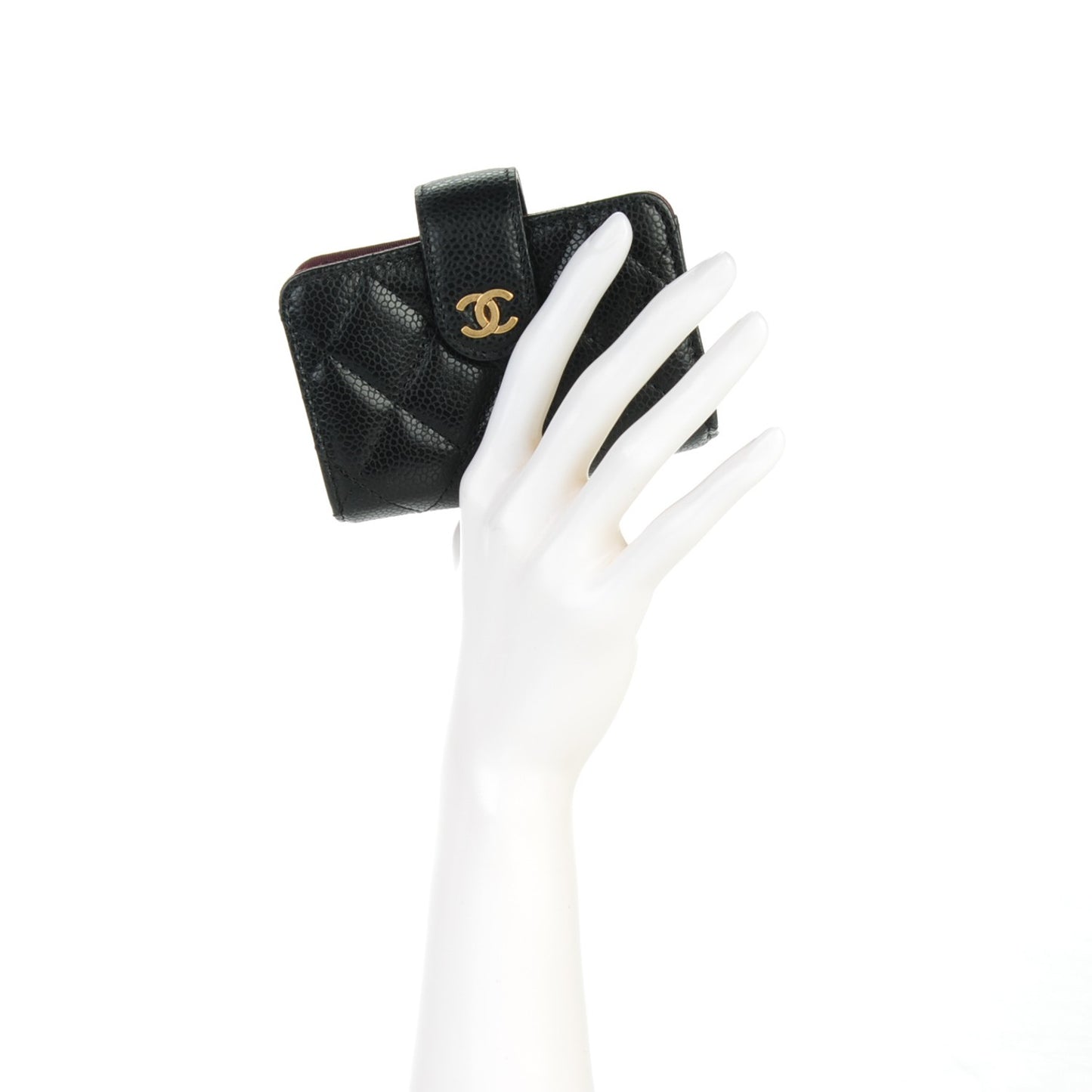 Caviar Quilted Gusseted Card Holder Black