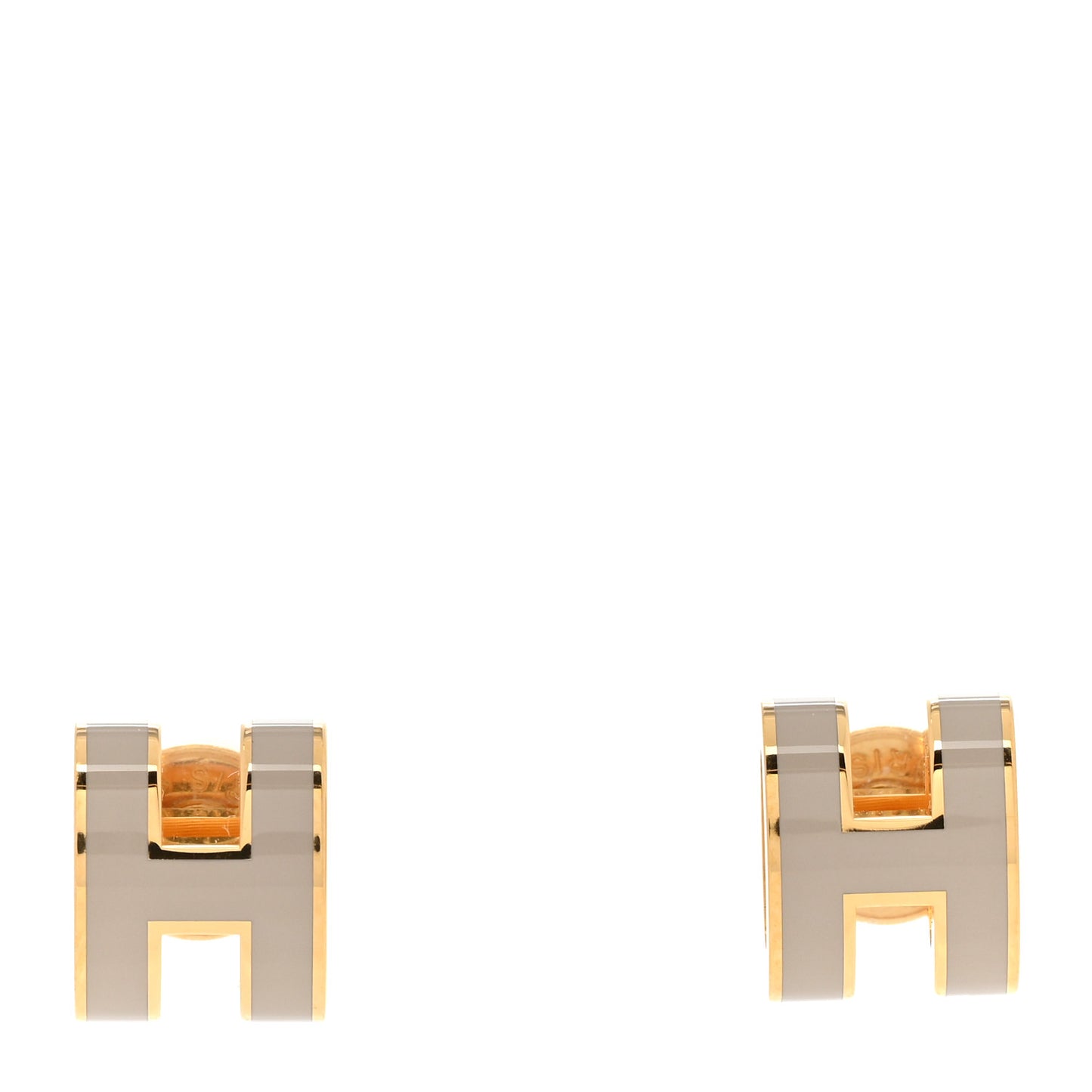 Gold Lacquered Mini Pop H Earrings Marron Glace