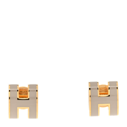 Hermes Gold Lacquered Mini Pop H Earrings Marron Glace 1 of 6