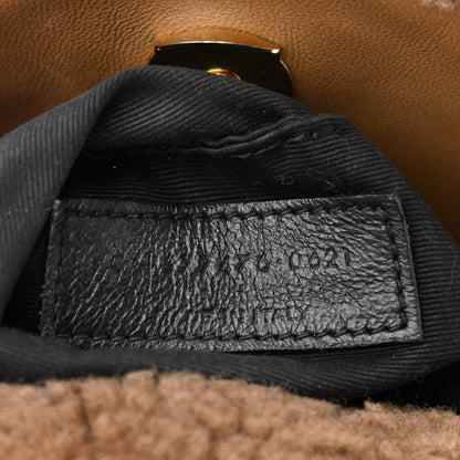 Saint Laurent Shearling Quilted Small Loulou Puffer Monogram Chain Satchel Cinnamon 7 of 10