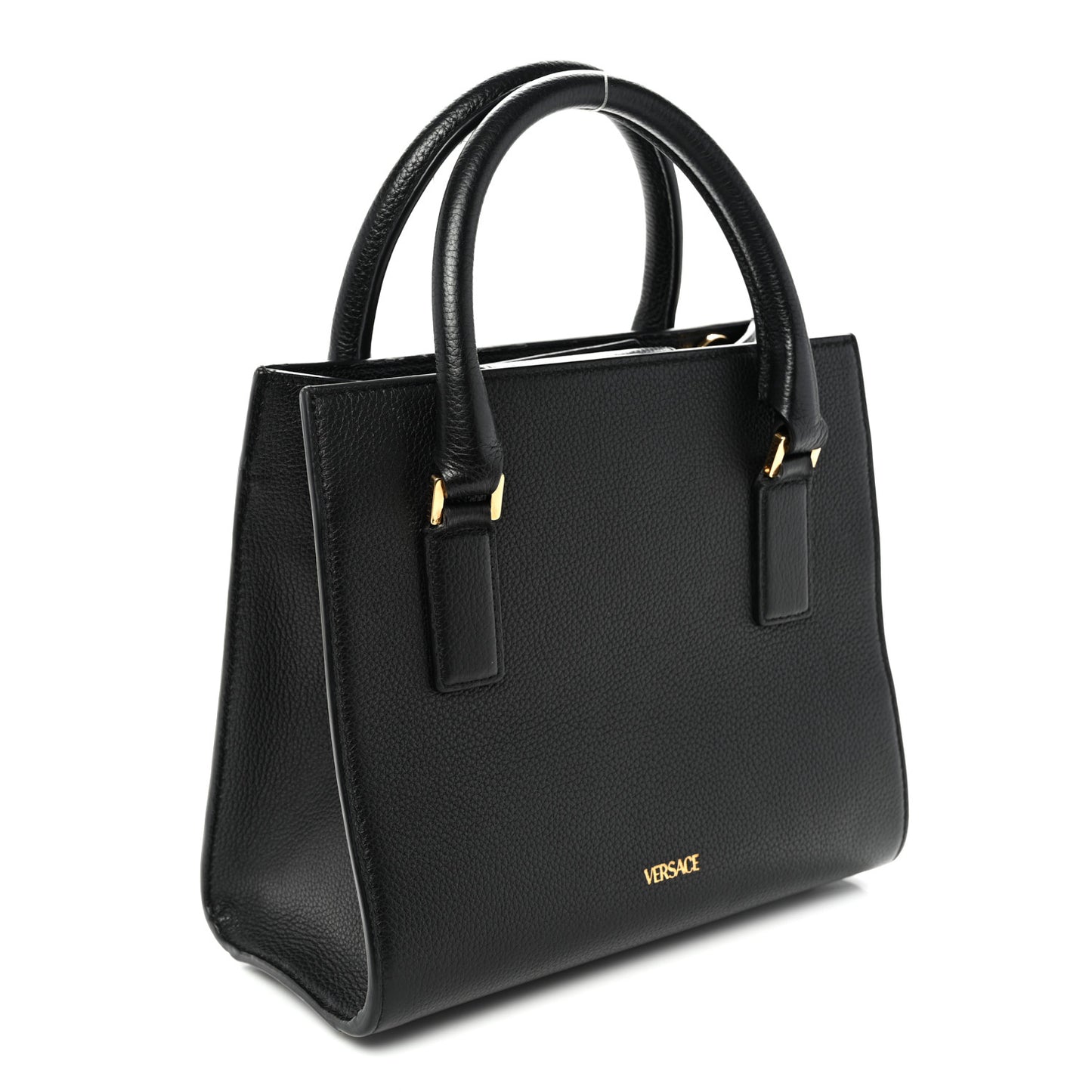 Grainy Calfskin Virtus Top Handle Tote Black