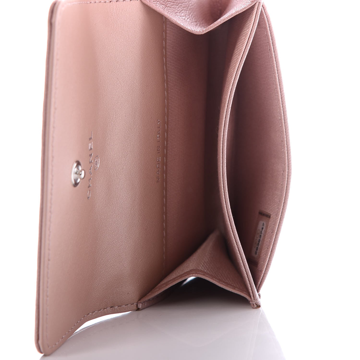 Chanel Goatskin Camellia Embossed Card Holder Wallet Light Pink 5 of 9