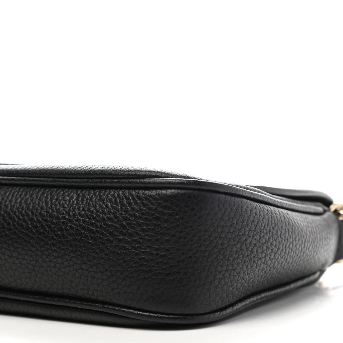 Pebbled Calfskin Medium Soho Flap Crossbody Black