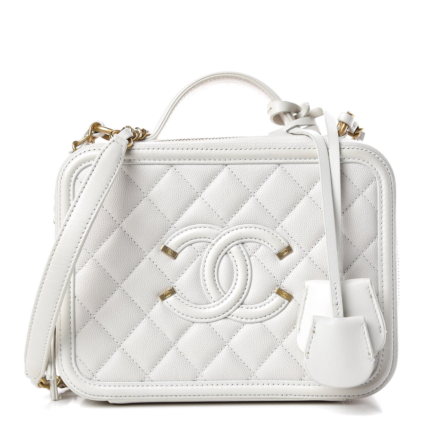 Chanel Caviar Quilted Medium CC Filigree Vanity Case White 1 of 8