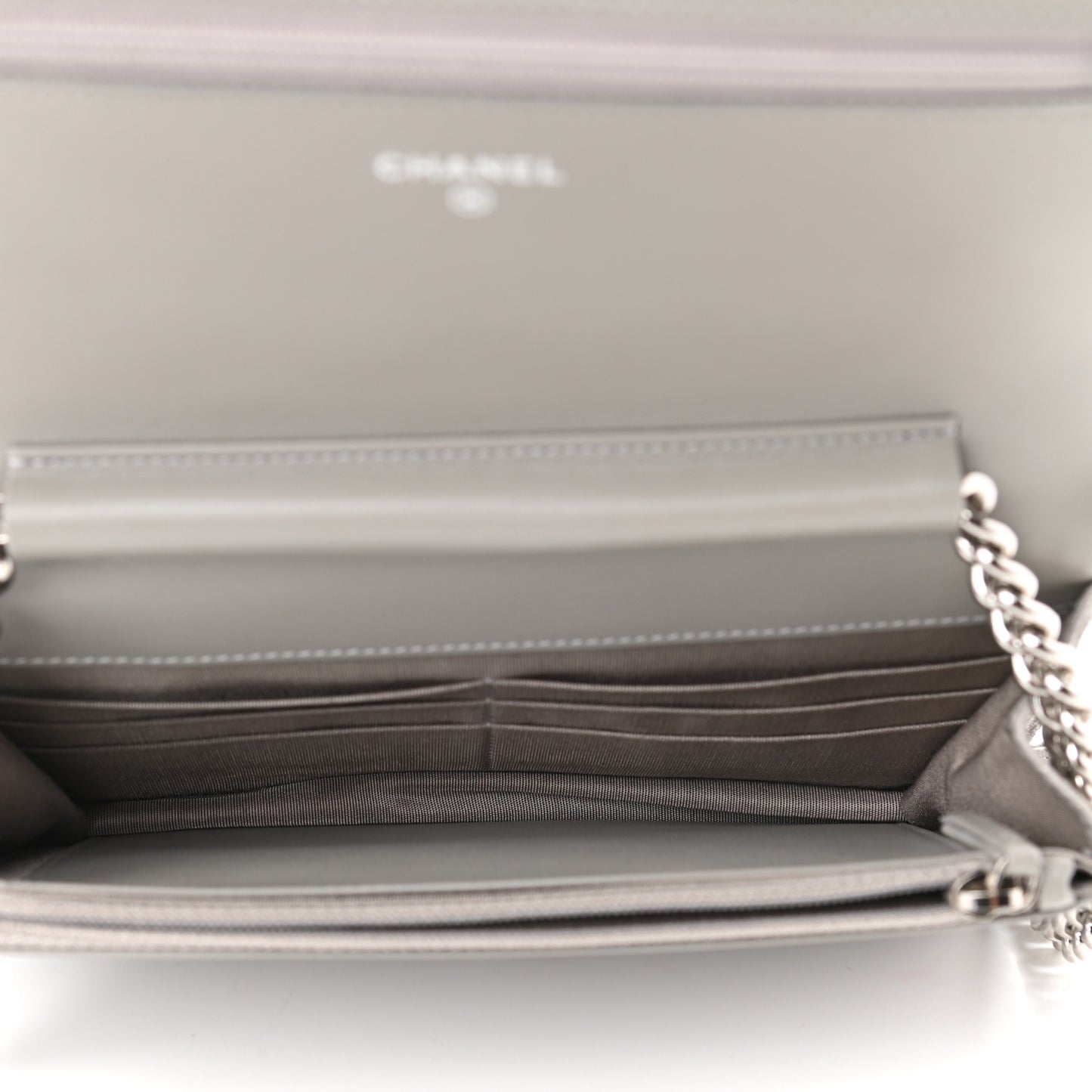 Caviar Quilted Boy Wallet On Chain WOC Grey
