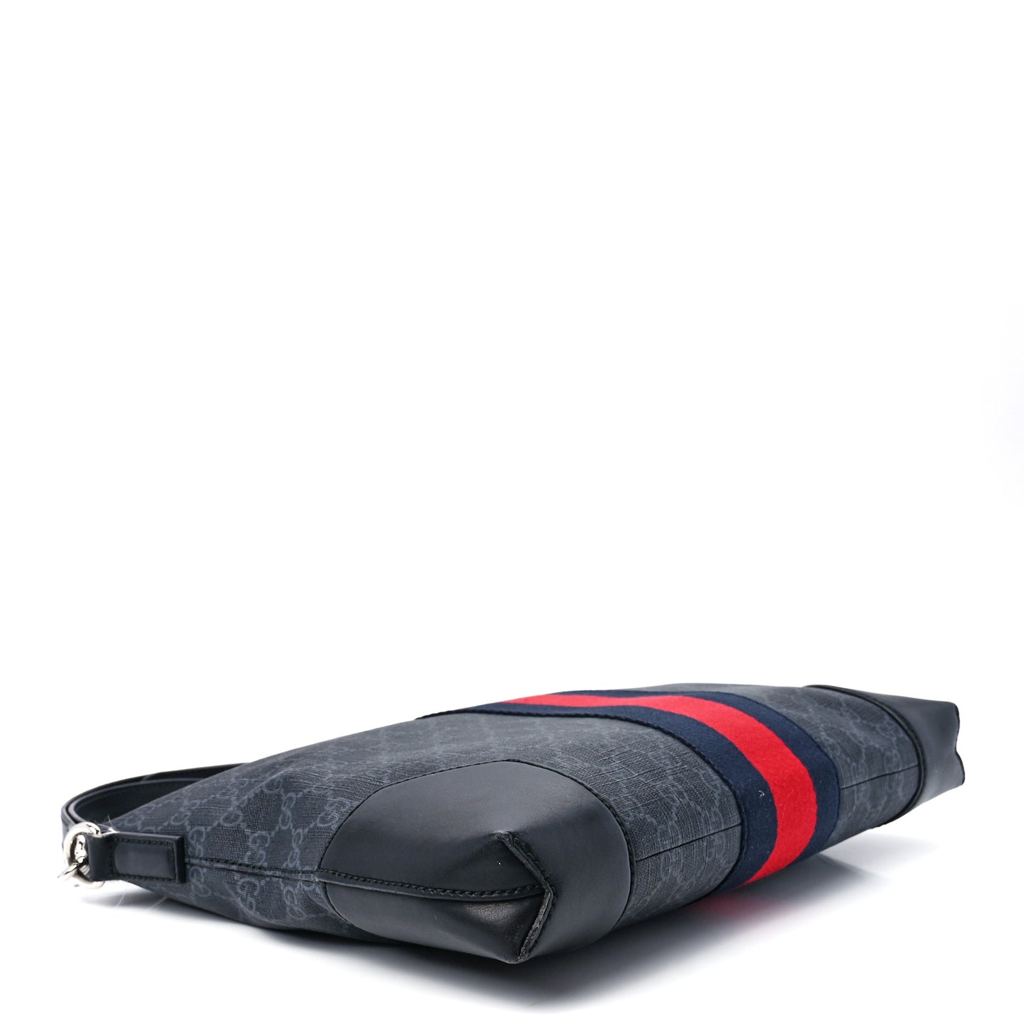 Soft GG Supreme Monogram Appia Calfskin Web East West Messenger Bag Black Grey