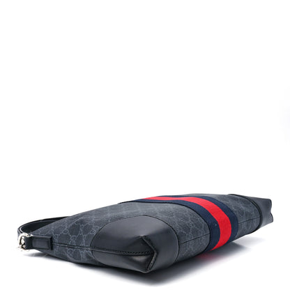 Gucci Soft GG Supreme Monogram Appia Calfskin Web East West Messenger Bag Black Grey 3 of 13