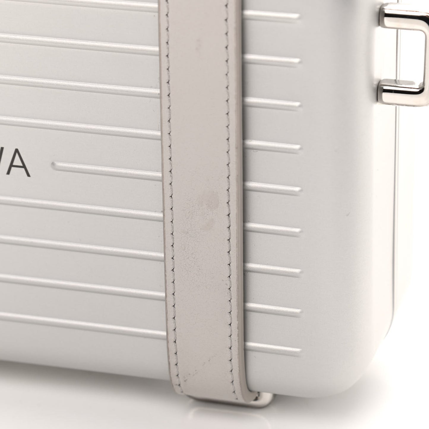 X RIMOWA Aluminum Personal Clutch On Strap Silver