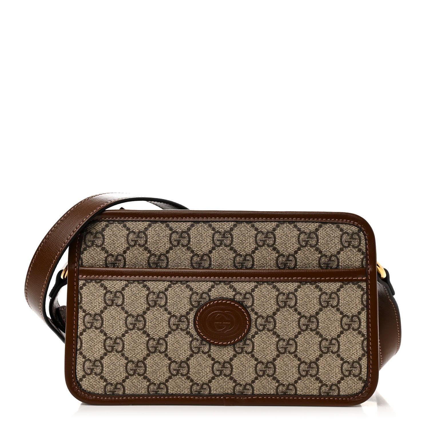 Gucci GG Supreme Monogram Azalea Calfskin Mini Retro Interlocking G Shoulder Bag Beige Ebony Brown Sugar 1 of 11