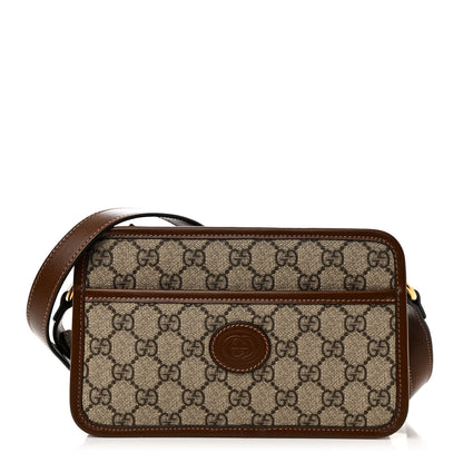 Gucci GG Supreme Monogram Azalea Calfskin Mini Retro Interlocking G Shoulder Bag Beige Ebony Brown Sugar 1 of 11