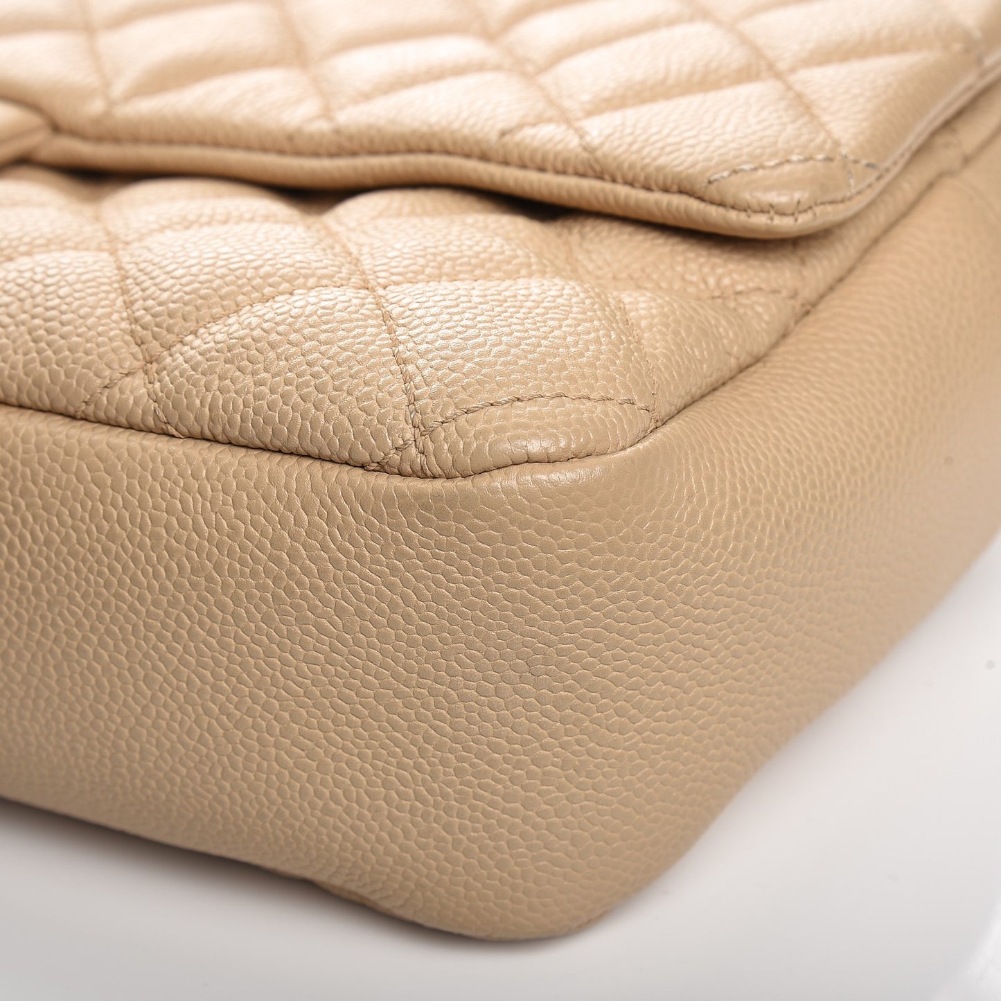 Caviar Quilted Jumbo Easy Flap Beige